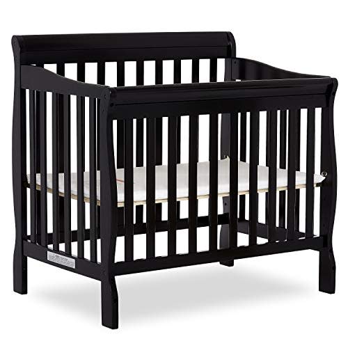 Dream On Me Aden 4-in-1 Convertible Mini Crib in Black, Greenguard Gold Certified
