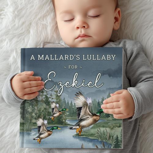 Personalized Mallard Duck Lullaby Book, Custom Storybook With Name For Toddlers, Baby Keepsake Gift, Baby Shower Present for Boy