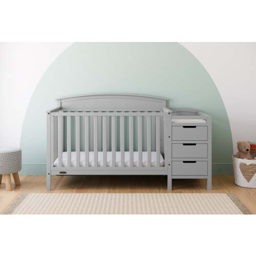Graco Benton 4-in-1 Convertible Baby Crib and Changer, Pebble Gray