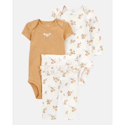 Baby Girl 3-Piece Floral Little Character Set® - Gold/White | Carter's
