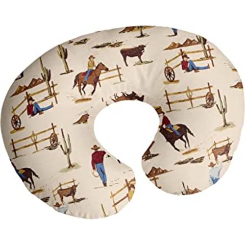 Sweet Jojo Designs Wild West Cowboy Nursing Pillow Cover Breastfeeding Pillowcase for Newborn Infant Bottle or Breast Feeding (Pillow NOT Included) - Red Blue Tan Western Southern Country Horse