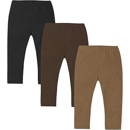 3 Pack Baby Girl Pants Soft Ribbed Leggings for Toddler Girl Newborn Cotton Bottoms Casual Playing Pull On Sweatpants
