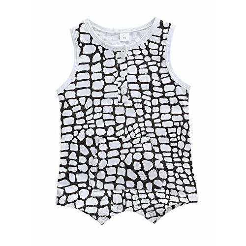 Honganda Newborn Infant Baby Girl Boy Sleeveless Romper Jumpsuit Leopard One Piece Bodysuit with Pocket Summer Outfit