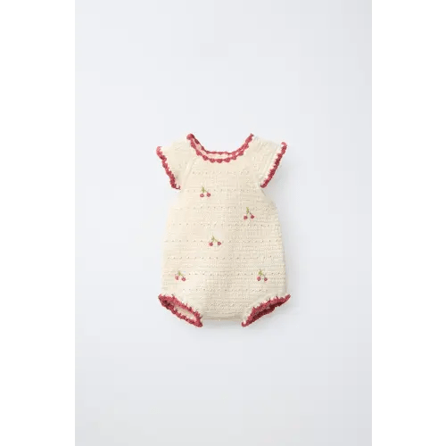 KNIT CHERRY ROMPER- 6-9 months- Ecru | ZARA United States