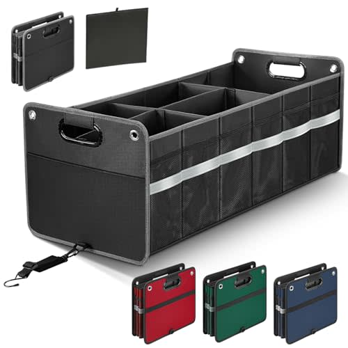 winhunt Car Trunk Organizer, Car Storage Organizer, Collapsible Multi Compartment for Car, Suv, Sedan, Truck, 100L, Extra Larger (Black, 100L)