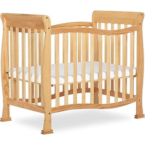 Dream On Me Violet 4-In-1 Convertible Mini Crib In Natural, Greenguard Gold Certified, JPMA Certified, 3 Position Mattress Height Settings, Non-Toxic Finish