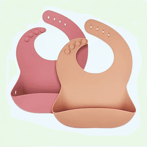 2pc Food Grade Waterproof Silicone Baby Bibs - BPA Soft Bibs for Boys and Girls (Charcoal & Blue)