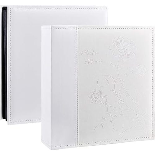 Artmag Photo Picutre Album 4x6 500 Photos, Extra Large Capacity Leather Cover Wedding Family Photo Albums Holds 500 Horizontal and Vertical 4x6 Photos with Black Pages(White)