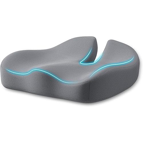 Seat Cushion, Extra Large Memory Foam Cushion for Office Chair Cushions, Ergonomic Cushions Pad Pillow for Pressure Relief Sciatica & Pain Relief for Long Sitting, Grey