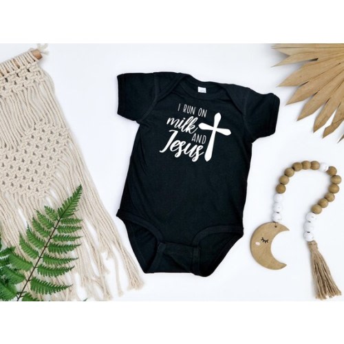 I Run on Milk and Jesus Baby Onesie Christian Baby Gift - Etsy