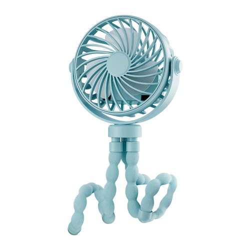 Avdolw Flexible Tripod Clip USB Rechargeable Portable Fan, 3 speed adjustable baby stroller car seat outdoor travel cooling fan device,Blue