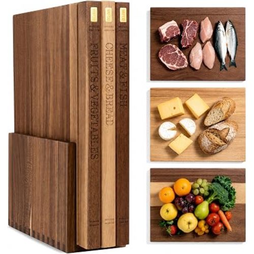 Book Cutting Board Set with Wooden Stand for Home Cooks
