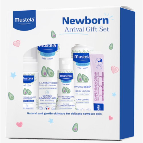 Mustela Newborn Arrival Gift Set - Baby Skincare & Bath Time Essentials - Natural & Plant Based - 5 Items Set