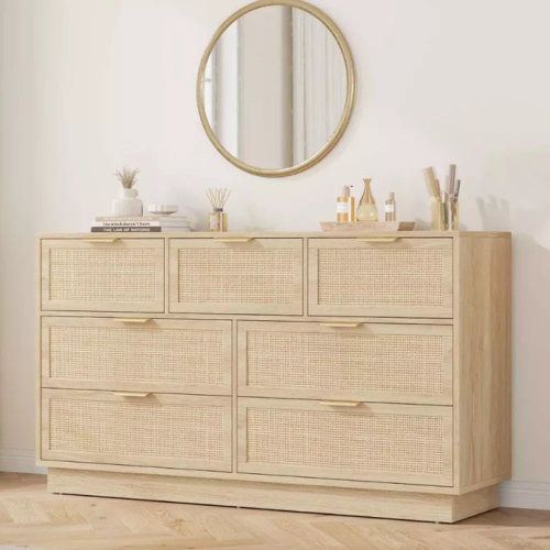 Dakota Fields 7 Drawer Dresser, 55in Wide 7 Chest of Drawers with Metal Handles and Wooden Sturdy Base for Bedroom Living Room Nursery | Wayfair