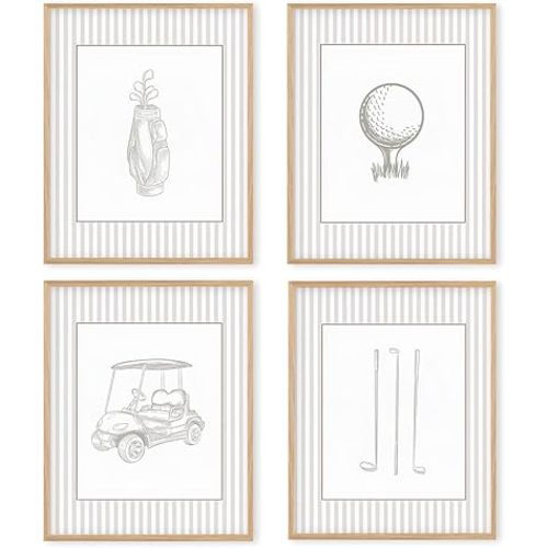Boat Wades Vintage Golf Nursery Unframed Wall Art Prints,Golf Gifts Decor Posters & Prints For Boys Room Decor,Gofts Baby Boy Nursery Posters Pictures 8x10 Set Of 4
