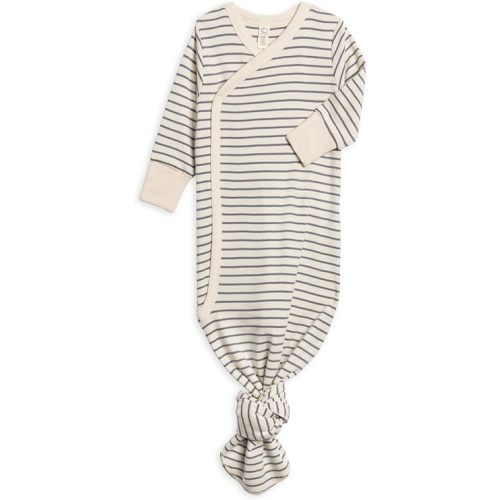 Colored Organics Baby 100% Organic Cotton Newborn Knotted Gown - Infant Indy Kimono Wrap Front Tie Knot with Mitten Cuffs