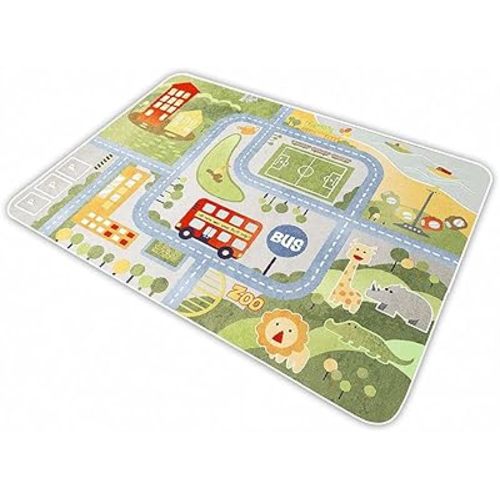 Kid Rug Carpet Playmat for Toy Cars and Train，Play Area Rug with Rubber Backing，Fun Throw Rug，Ideal Gift for Children Baby Bedroom Play Room(80×120cm/32×47in) Y4