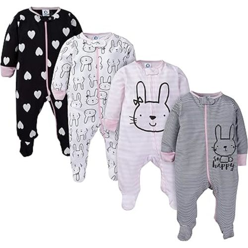 Gerber baby-girls 4 Pack Sleep 'N Play Footie