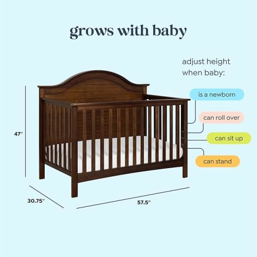 Carter's by DaVinci Nolan 4-in-1 Convertible Crib in Espresso, Greenguard Gold Certified, 57.5x30.8x47 Inch (Pack of 1)