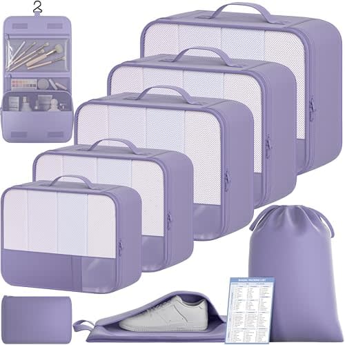 BAGAIL 9 Set Packing Cubes with Packing List Luggage Packing Organizers for Travel Accessories