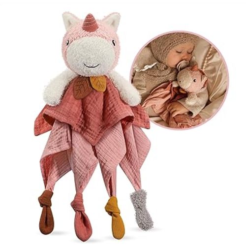 Nueplay Infant Toys Unicorn Baby Lovey - Ultra-Soft Security Blanket & Stuffed Animal for Girls, Newborn Essentials 0-24 Months, Baby Shower Registry