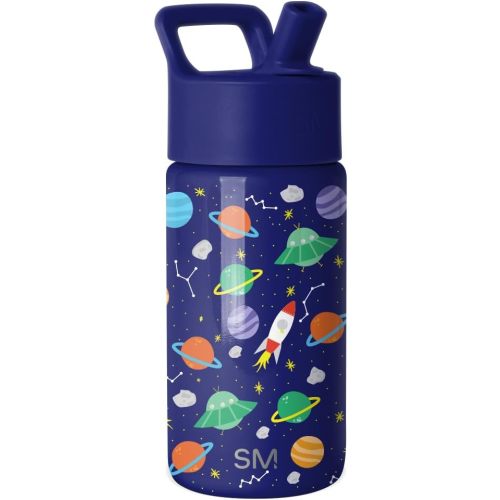 Simple Modern Kids Water Bottle with Straw Lid | 14oz Insulated Stainless Steel Kids Tumbler & Spill Proof Toddler Cup for School, Girls, Boys | Summit | Outer Space