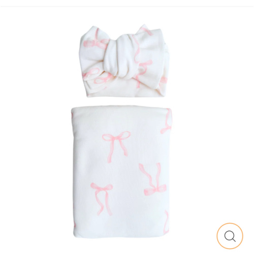 Swaddle Set | Pink Bows – Little and Fern