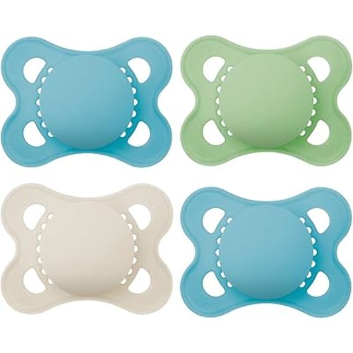 MAM Original Matte Baby Pacifiers 0-6 Months, Binky for Newborn Babies, BPA-Free Skin Soft Silicone Nipple, Easy to Clean, Developed with Medical Experts, 4 Count, With Sterilizer Case, Made in Europe