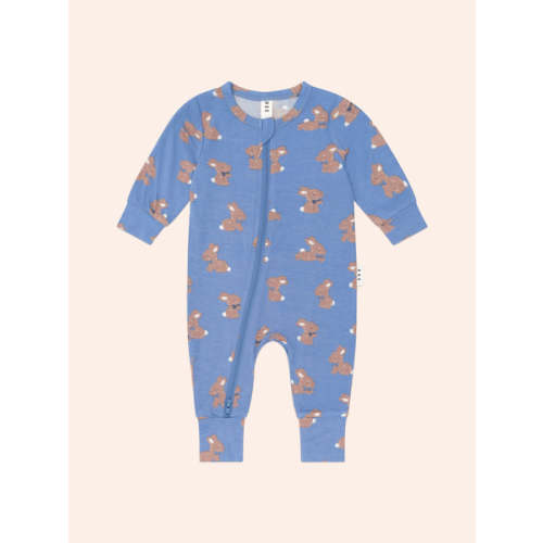 Vintage Blue Bunny Zip Romper
