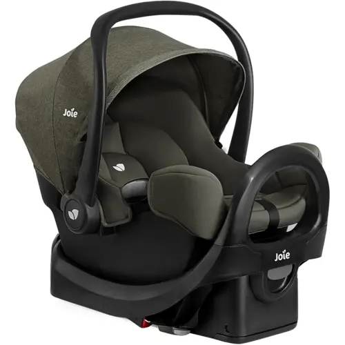 Joie Rue Lightweight Infant Car Seat & Anti-Rebound Base –Side-Impact Protection, 5-Point Harness, and UPF 50+ Canopy for Newborns and Infants (Evergreen)