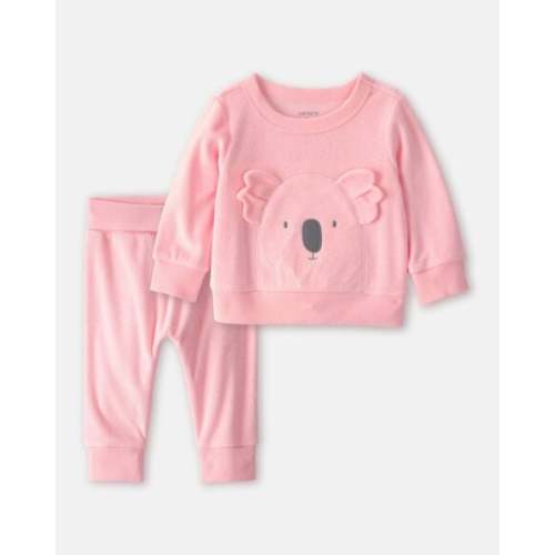 Baby Girl 2-Piece Koala Terry Pullover Sweatshirt & Pant Set - Pink | Carter's