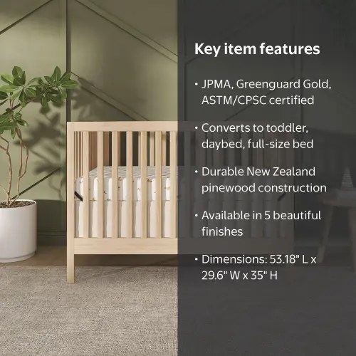 Dream On Me Synergy MOD Crib, Made with Sustainable New Zealand Pinewood, Natural