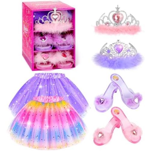 Kids Princess Dress Up Clothes for Little Girls, Pretend Play & Dress Up Costume Set for 3-6 Toddler Little Girls
