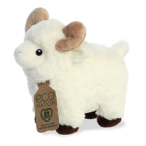 Aurora® Responsibly Made Eco Nation™ Ram Stuffed Animal - Ideal for Playtime Adventures - Perfect for Birthdays or Just Because - White 8 Inches