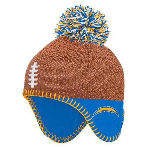 Infant Los Angeles Chargers Brown Football Head Knit Hat with Pom