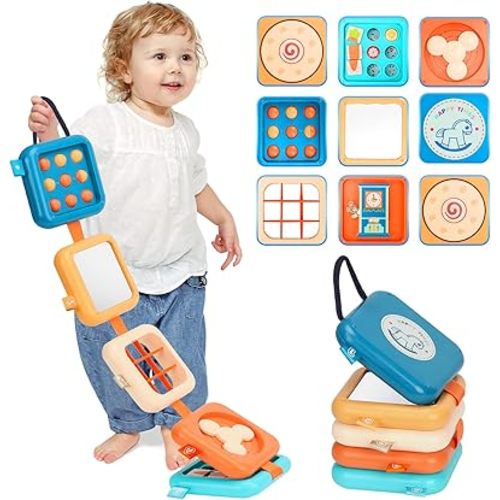 Toys for 1 Year Old, Travel Toys for Toddler 1-3, Montessori Busy Board Activity Cube with Fine Motor Skills, Christmas Birthday Gifts for 1 Year Old Boy Girl, Kids Stocking Stuffs