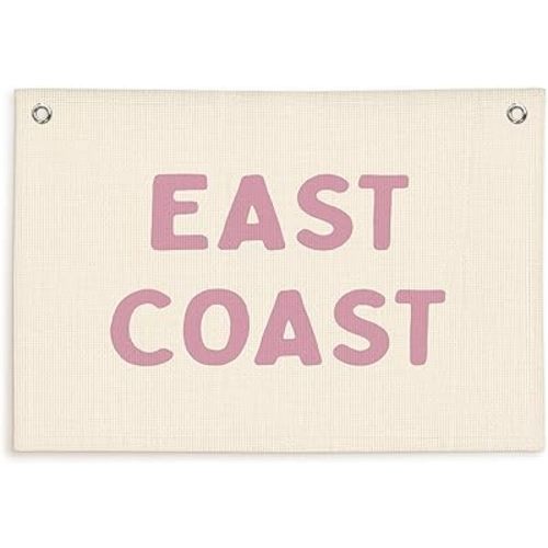 Lacama Coastal Nursery Room Decor, Pink East Coast wall art Banner,