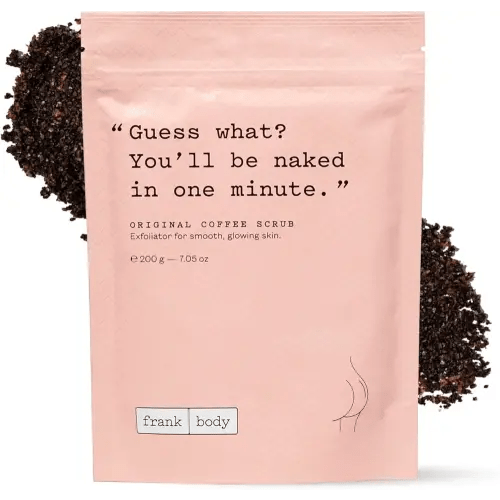 Frank Body Original Coffee Scrub, 7.05oz | Natural & Cruelty Free Exfoliating Body Scrub | Hydrating Vegan Scrub Skin Care For Stretch Marks, Acne, Cellulite | 1ct