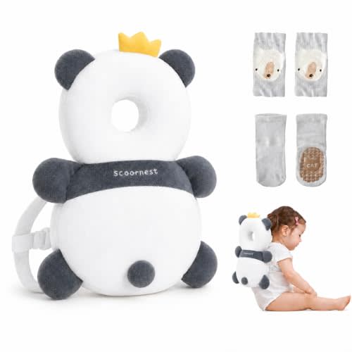 WKC Baby Head Protector Backpack with Knee Pads & Non-Slip Socks, Toddler Safety for Crawling & Walking (Style 20)