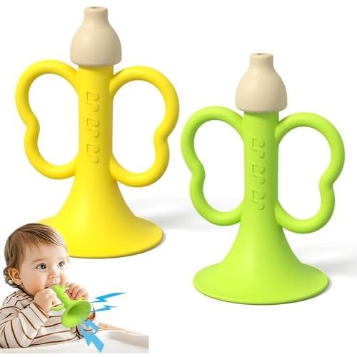 Baby Trumpet Toy 2PCS Silicone Horn Blowing Toy Toddler Whistle