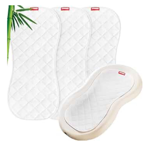 Moonsea Quilted Thicker Changing Pad Liner 3 Pack Waterproof, Fit for Changing Table Liners are Warm On a Baby's Back Non-Slip Design Reusable Pads Machine Washable, White