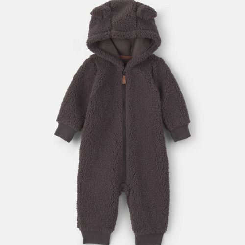 Baby Boy Dog Teddy Fleece Long-Sleeve Jumpsuit - Grey | Carter’s Oshkosh Canada