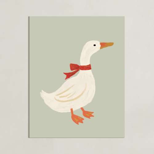 Duck With Ribbon Limited Edition Nursery Art Print by Cass Loh