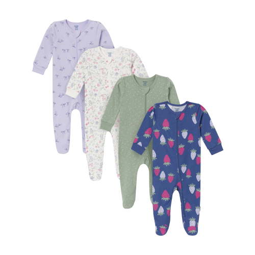 Gerber Baby Neutral Sleep N´ Play Footed Pajamas, 4-Pack, Sizes, Newborn - 6/9 Months
