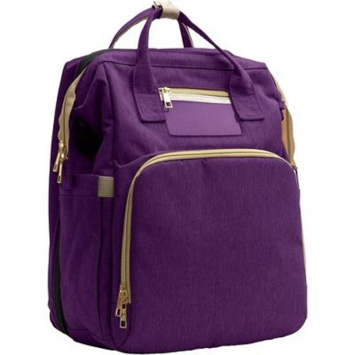 Diaper Backpack with Changing Station & USB Port – 4‑in‑1 Travel Baby Bag for Mom & Dad, Stroller Straps Included (Black, Gray, Purple)