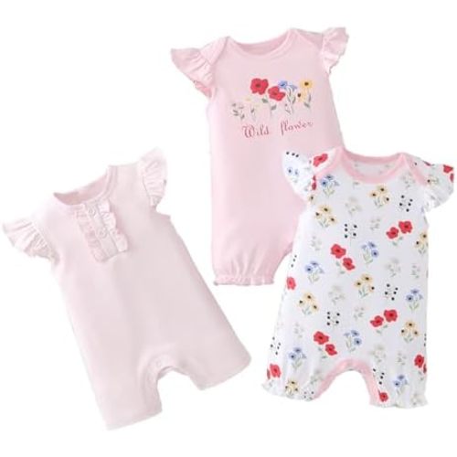 YOURDIARY Baby Boy Rompers Short Sleeve Cotton Toddler Rompers Graphic Print Baby Clothes One-Piece Outfit