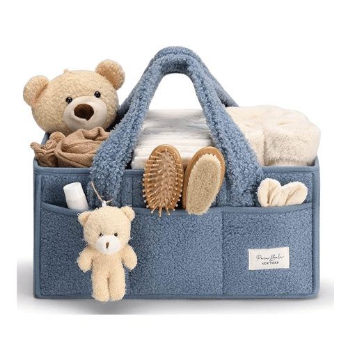 Baby Diaper Caddy Organizer with Handle - Blue