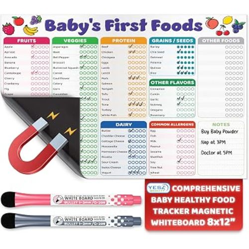 101 Before one Baby Food Chart Tracker Checklist Fridge Magnet 12x8"