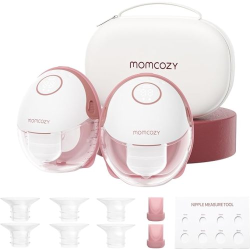Momcozy Breast Pump Hands-Free Mobile Style Wearable M6 24mm, 2Pcs Cozy Red