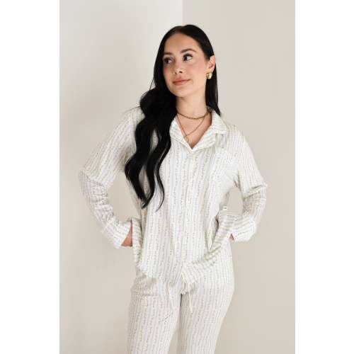 Women's Bamboo Button Up Lounge Set | Dainty Vines
